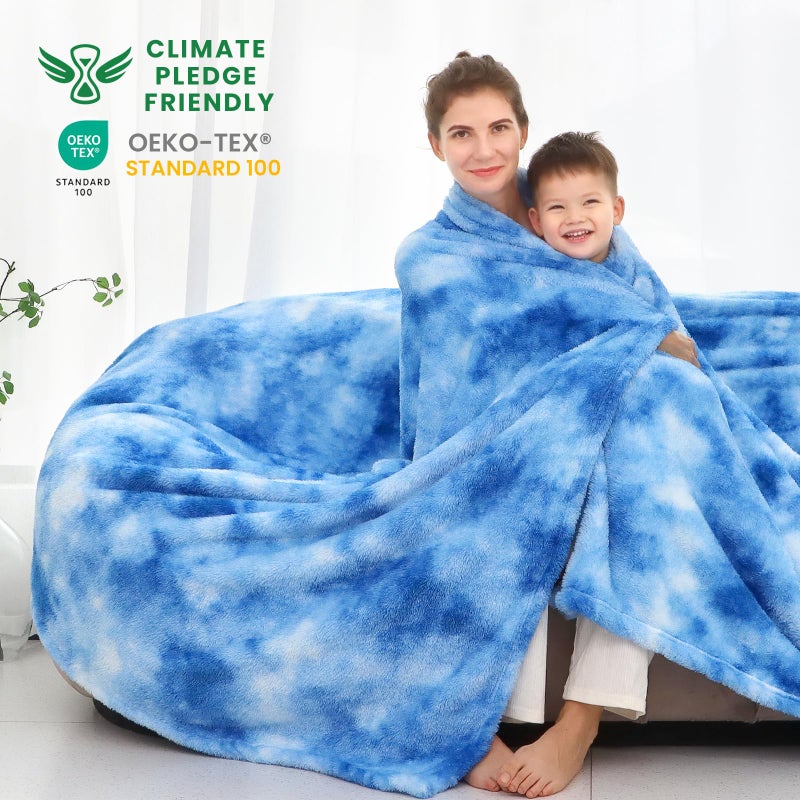 obinsm Blue Fleece Blanket, Soft Plush Microfiber Throw for Couch, Sofa, Bed, Luxury Cozy Warm Lightweight Blanket, Living Room Bedroom Home Decor, Travel Camping Gifts for Women and Men - Image 2