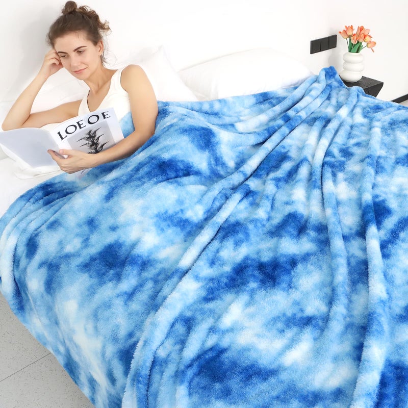 obinsm Blue Fleece Blanket, Soft Plush Microfiber Throw for Couch, Sofa, Bed, Luxury Cozy Warm Lightweight Blanket, Living Room Bedroom Home Decor, Travel Camping Gifts for Women and Men - Image 3