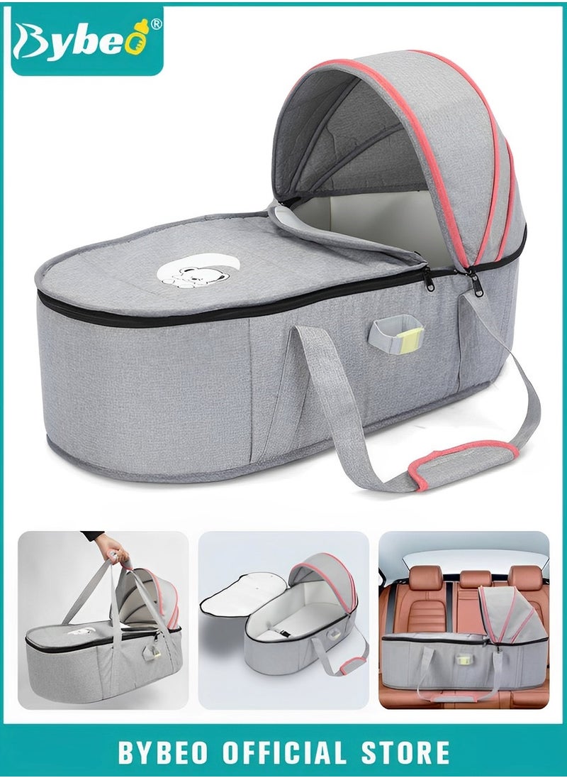 Bybeo Baby Travel Bassinet Bed, Portable Bassinet On-The-Go Baby Dome, Newborns Sleep Bassinets, Travel Baby Lounger,  Infant Carry Cot for Boys Girls With Canopy, Suitable for Car, Travel, Home  - Image 1