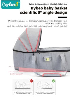 Bybeo Baby Travel Bassinet Bed, Portable Bassinet On-The-Go Baby Dome, Newborns Sleep Bassinets, Travel Baby Lounger,  Infant Carry Cot for Boys Girls With Canopy, Suitable for Car, Travel, Home  - Image 4
