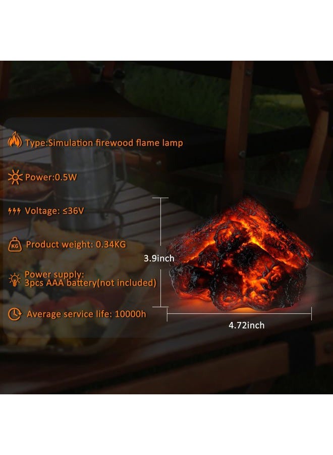 Bestview LED Simulation Charcoal Flame Lamp Fake Campfire Night Light, 3D Fake Fireplace Fire Pit Firewood Lamp with Realistic Log Flameless Candle Battery Operated, Halloween Christmas Decorations - Image 3