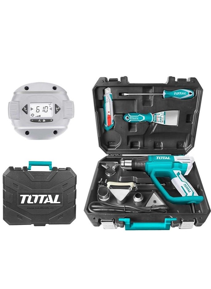 TOTAL Total 2000W Heat Gun with LCD Display, Adjustable Temperature 50-630°C, Includes 4 Nozzles, Scraper, and Accessories – Ideal for Paint Stripping, Soldering, and DIY Projects – TB20062  - Image 2