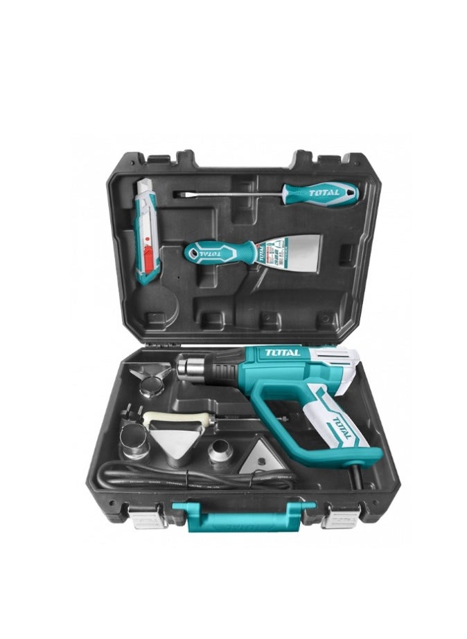 TOTAL - Total 2000W Heat Gun with LCD Display, Adjustable Temperature 50-630°C, Includes 4 Nozzles, Scraper, and Accessories – Ideal for Paint Stripping, Soldering, and DIY Projects – TB20062 - Image 1