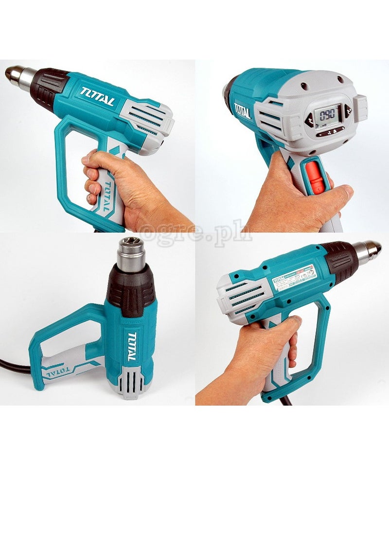 TOTAL - Total 2000W Heat Gun with LCD Display, Adjustable Temperature 50-630°C, Includes 4 Nozzles, Scraper, and Accessories – Ideal for Paint Stripping, Soldering, and DIY Projects – TB20062 - Image 1