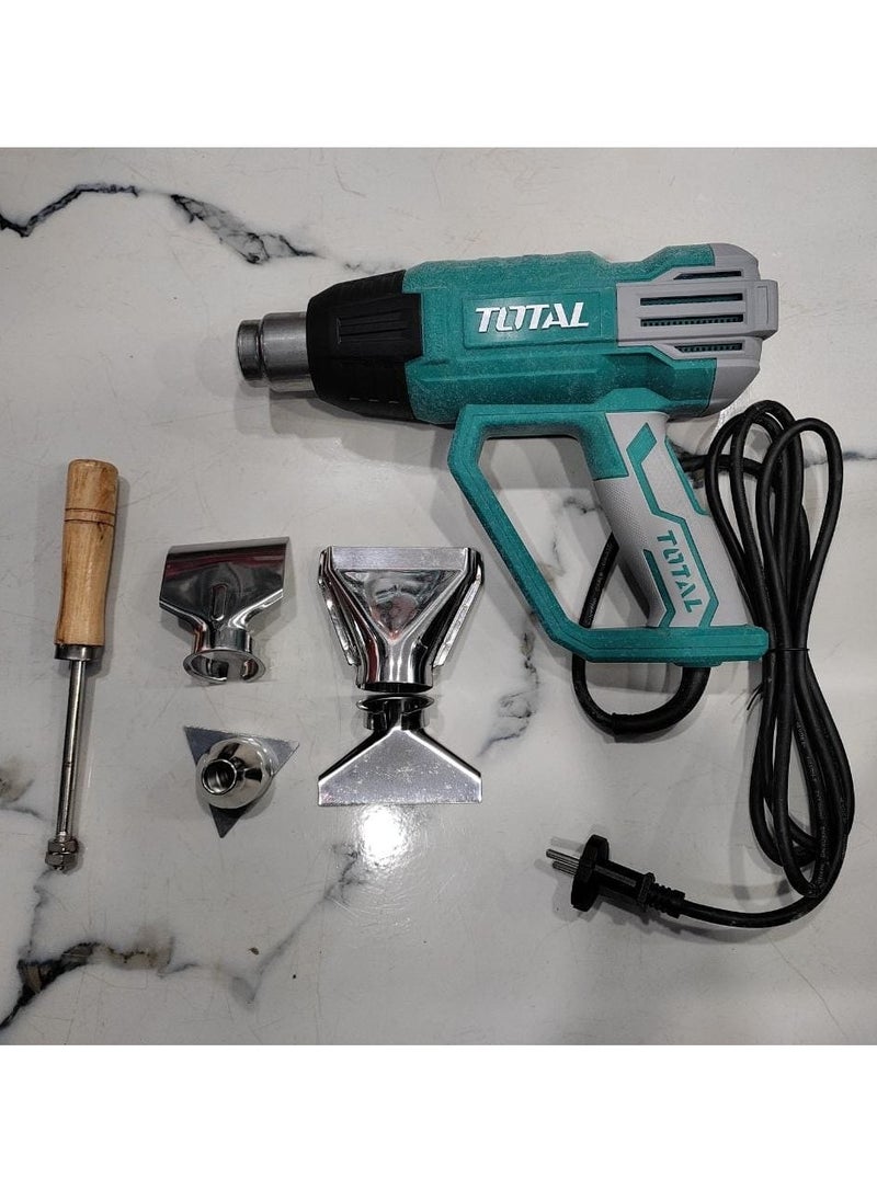 TOTAL - Total 2000W Heat Gun with LCD Display, Adjustable Temperature 50-630°C, Includes 4 Nozzles, Scraper, and Accessories – Ideal for Paint Stripping, Soldering, and DIY Projects – TB20062 - Image 1