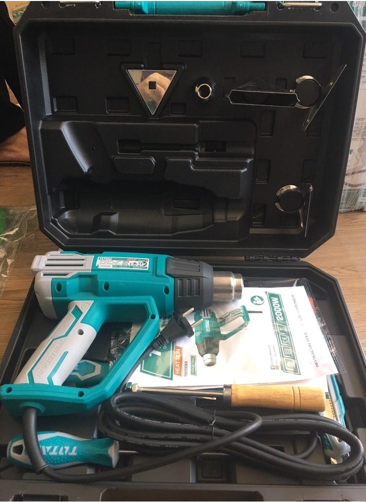 TOTAL - Total 2000W Heat Gun with LCD Display, Adjustable Temperature 50-630°C, Includes 4 Nozzles, Scraper, and Accessories – Ideal for Paint Stripping, Soldering, and DIY Projects – TB20062 - Image 1