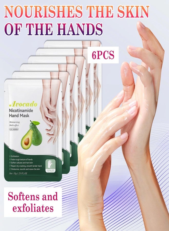 LZYLLS 6 Pairs Hand Masks Moisturizing Gloves, Hydrating Hand Mask Moisturizer Gloves Care for Dry Cracked Hands, Smooth Long Lasting Soft Firming Hand Mask Gift Set for Men Women（K - Image 2