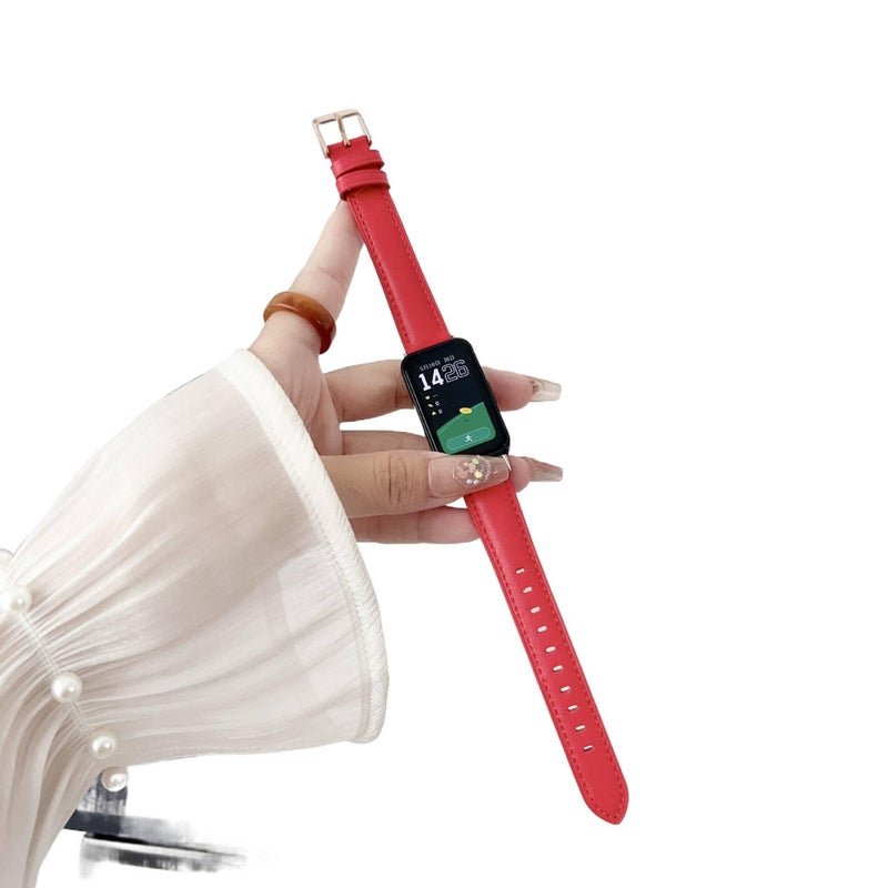 Leather Compatible with Huawei Watch Smartwatch Band for daily smartwatch wear and replacement strap Red Colour Everyday Use Home Use Travel Use - Image 1