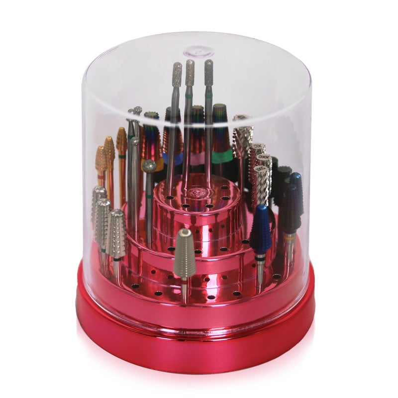 PANA Round Cake Tier Nail Drill Bit Holder Display Organizer Case - Dustproof Carbide Bit Storage Container Box For Manicure Tools Nail Salon - 48 Holes Rose Gold (Drill Bits Not Included) - Image 1