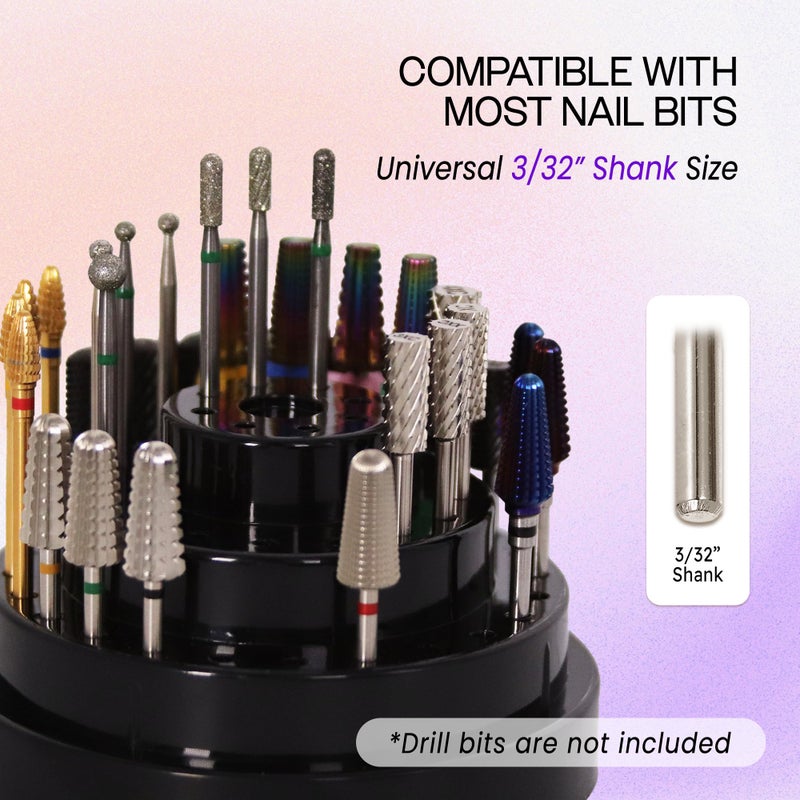 PANA Round Cake Tier Nail Drill Bit Holder Display Organizer Case - Dustproof Carbide Bit Storage Container Box For Manicure Tools Nail Salon - 48 Holes Rose Gold (Drill Bits Not Included) - Image 4