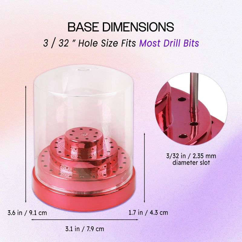 PANA Round Cake Tier Nail Drill Bit Holder Display Organizer Case - Dustproof Carbide Bit Storage Container Box For Manicure Tools Nail Salon - 48 Holes Rose Gold (Drill Bits Not Included) - Image 3