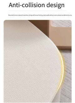 fashionhome Set of 2 Multipurpose Use Modern Anti Collison Design Leather Wrapped Nested Coffee Tables Strong Base Tempered Glass Tabletop Side Tables Round Edges Center Table for Living Room Home Office 40x38.5 and 80x80 cm  - Image 5