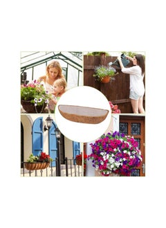 Generic 2Pcs Half-Moon Coco Liner for Planters, 30inches Thick Hanging Basket Liner Replacement Coconut Palm Mat with 1Non-Woven Lining, Hanging Plant Flower Basket Liner  - Image 4