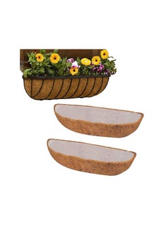 Generic 2Pcs Half-Moon Coco Liner for Planters, 30inches Thick Hanging Basket Liner Replacement Coconut Palm Mat with 1Non-Woven Lining, Hanging Plant Flower Basket Liner  - Image 1