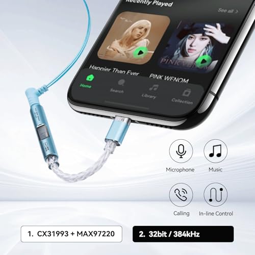 NICEHCK NK1 MAX USB C to 3.5mm Audio Adapter, CX31993 MAX97220 Portable DAC Amp Dongle, Type-C to Aux Headphone Jack with Silver-Plated OCC Cable, Compatible with iPhone 16, Android, Mac, PC (Silver) - Image 5