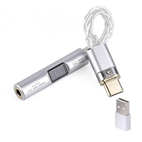 NICEHCK NK1 MAX USB C to 3.5mm Audio Adapter, CX31993 MAX97220 Portable DAC Amp Dongle, Type-C to Aux Headphone Jack with Silver-Plated OCC Cable, Compatible with iPhone 16, Android, Mac, PC (Silver) - Image 1