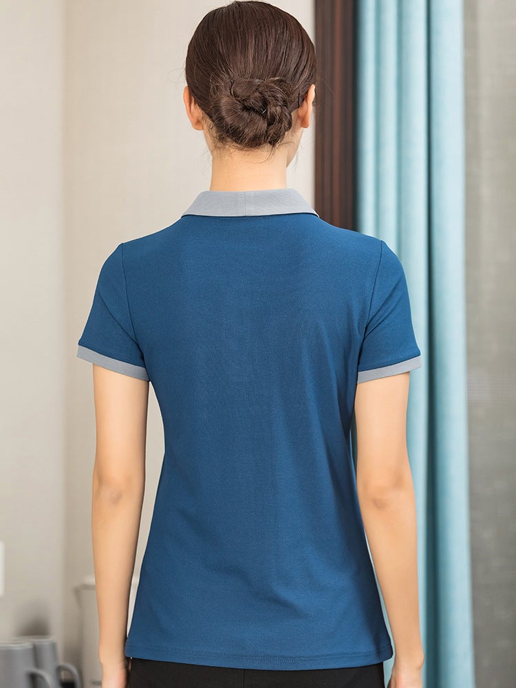 Summer Waiter Cleaning Uniform Short-Sleeved T-Shirt Work Clothes Customized Property Management Decoration Housekeeping Appliance Cleaning Staff Uniform - Image 5