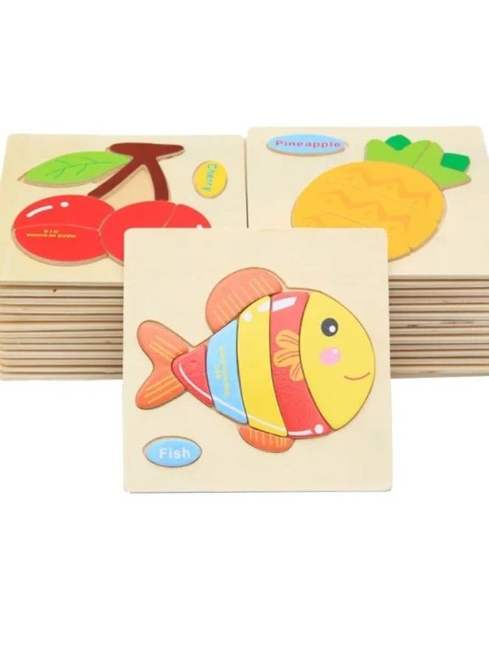 UKR Animal, Fruit, or Vehicle Wooden Puzzle | 1 PC Educational Toy for Kids | Fun Brain Development & Learning Activity - Image 2