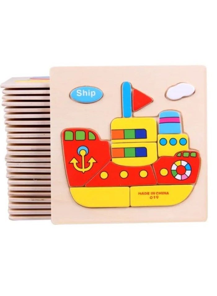 UKR Animal, Fruit, or Vehicle Wooden Puzzle | 1 PC Educational Toy for Kids | Fun Brain Development & Learning Activity - Image 4