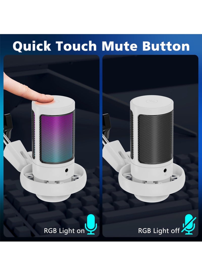 Joshberg USB Gaming Microphone Condenser Mic with Boom Arm for PC PS4/ PS5/Mac/Phone,with Touch Mute RGB Lighting for Streaming,Podcasting - Image 2