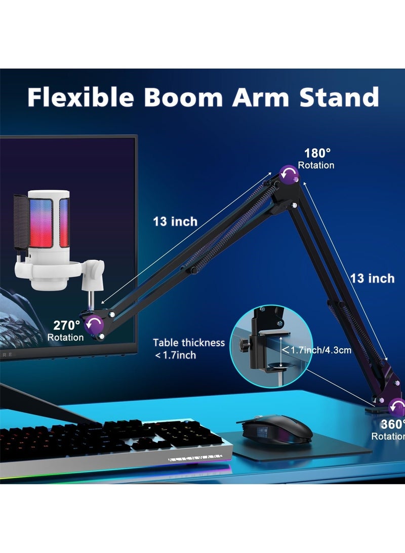 Joshberg USB Gaming Microphone Condenser Mic with Boom Arm for PC PS4/ PS5/Mac/Phone,with Touch Mute RGB Lighting for Streaming,Podcasting - Image 5