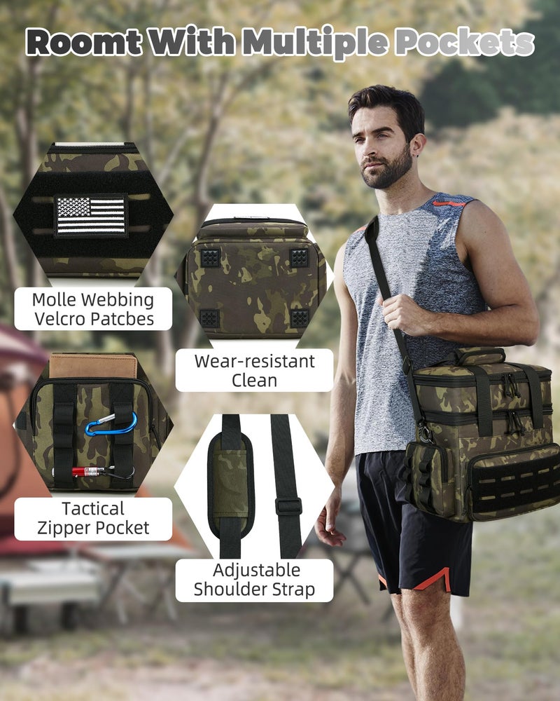 holuxer Tactical Lunch Bag & Lunch Box for Men - Large Double Deck Expandable Insulated Soft Adult Lunchbox for Work - Cooler Bag for Beach, Picnic, Camping,Outdoorï¼ŒTravel (Camo,16L) - Image 5