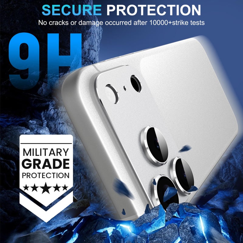 Suoman for iPhone 17 Pro Camera Lens Protector, [All-in-one Frosted] [Strong-Adhesion] Metal Frame Tempered Glass Camera Lens Cover-Silver - Image 4