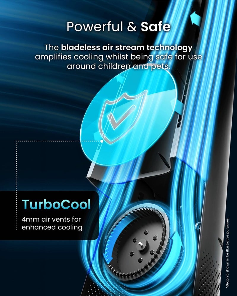 Pro Breeze 40" Smart Bladeless Tower Fan with DC Motor - WiFi - Ultra-Quiet with Remote Control, LED Display, 6 Fan Speeds, 5 Operation Modes, 60° Oscillation - Black - Image 3