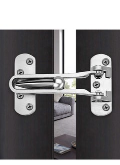 KASTWAVE Door Lock Latch, Home Security Door Lock Swing Bar Door Guard for Kids, Hotel Door Latch, Thicken Solid Zinc Alloy Reinforcement Lock, Silver 2 Pack  - Image 4