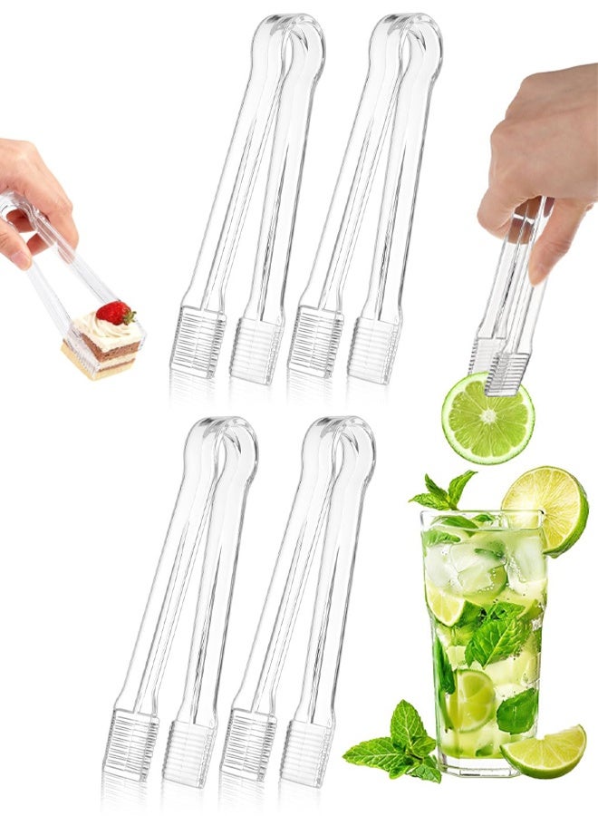 4 PCS Plastic Serving Tongs, Disposable Plastic Tongs, Clear Kitchen Small Serving Utensils for Serving for Party Food Buffet Appetizer Salad Catering Ice, 6.3 Inches - Image 1
