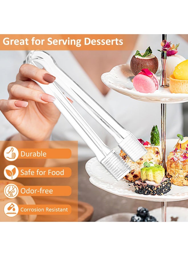 4 PCS Plastic Serving Tongs, Disposable Plastic Tongs, Clear Kitchen Small Serving Utensils for Serving for Party Food Buffet Appetizer Salad Catering Ice, 6.3 Inches - Image 3