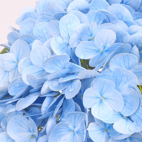 JPSOR 4pcs Blue Hydrangea Artificial Flowers, 21in Real Touch Hydrangeas Flowers, Lifelike Fake Hydrangea Flower for Home Decor Party Floral Arrangements Wedding Bouquets Centerpieces - Image 4