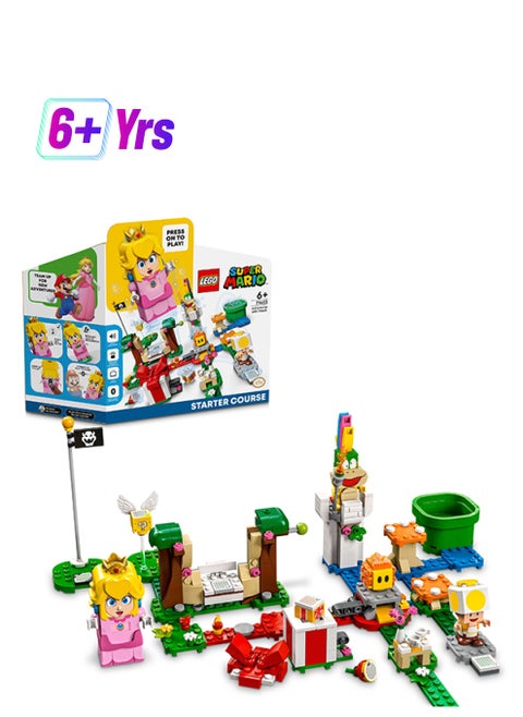 Super Mario Adventures With Peach Starter Course Building Kit; Collectible Toy Playset Featuring Peach, Yellow Toad, Lemmy And Lava Bubble Figures, Fun Gift For Kids Aged 6 And Over (354 Pieces) 71403