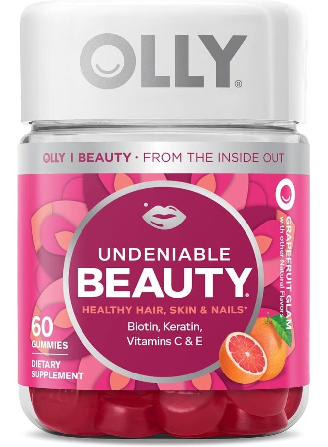 OLLY أولي جمال لا يمكن إنكاره جومي، للشعر، البشرة، الأظافر، البيوتين، فيتامين سي، الكيراتين، مكمل قابل للمضغ، جريب فروت، إمداد لمدة 30 يوم - 60 حبة - Image 1