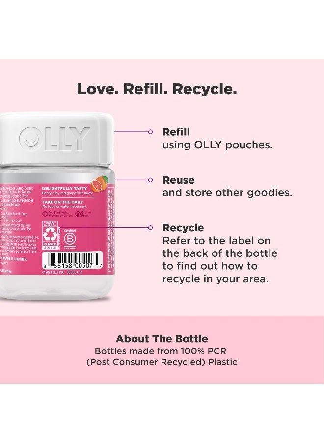 OLLY أولي جمال لا يمكن إنكاره جومي، للشعر، البشرة، الأظافر، البيوتين، فيتامين سي، الكيراتين، مكمل قابل للمضغ، جريب فروت، إمداد لمدة 30 يوم - 60 حبة - Image 5