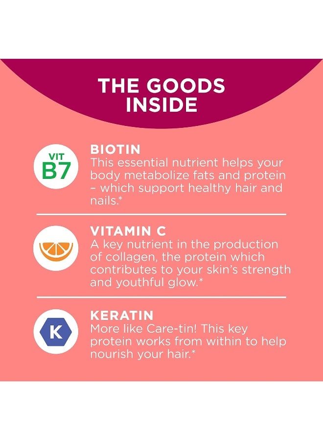 OLLY أولي جمال لا يمكن إنكاره جومي، للشعر، البشرة، الأظافر، البيوتين، فيتامين سي، الكيراتين، مكمل قابل للمضغ، جريب فروت، إمداد لمدة 30 يوم - 60 حبة - Image 3