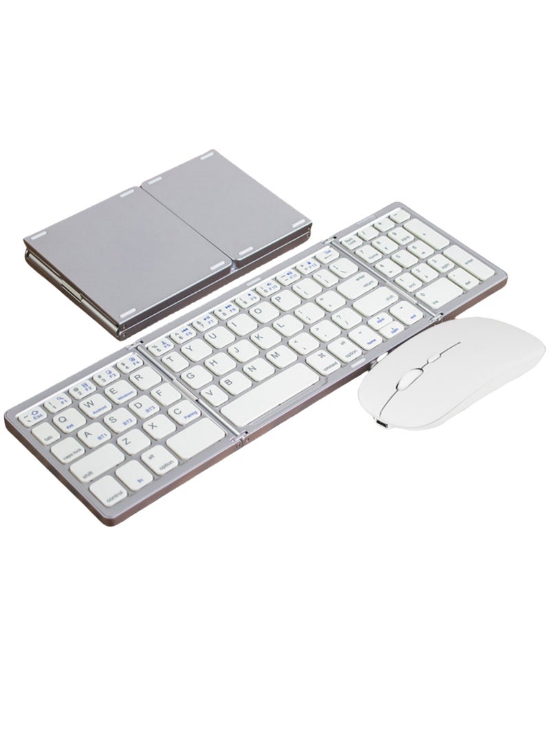Rock Pow Foldable Keyboard and Mouse for Laptop Travel Bluetooth Folding Keyboard with Mouse Rechargeable Keyboard for Business 2.4G  Bluetooth for iPad Tablets Laptop iOS Android  - Image 1