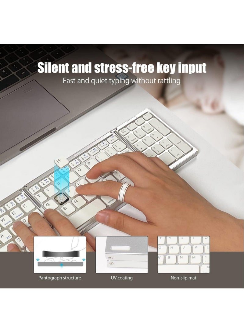 Rock Pow Foldable Keyboard and Mouse for Laptop Travel Bluetooth Folding Keyboard with Mouse Rechargeable Keyboard for Business 2.4G  Bluetooth for iPad Tablets Laptop iOS Android  - Image 3