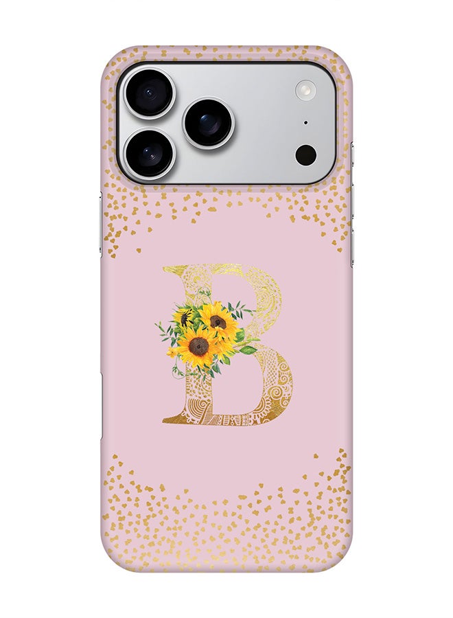 Stylizedd For iPhone 17 Pro Max,Case, [Compatible with MagSafe] Magnetic cover Slim fit Protection Matte, - Custom Floral Monogram - B  (Pink )