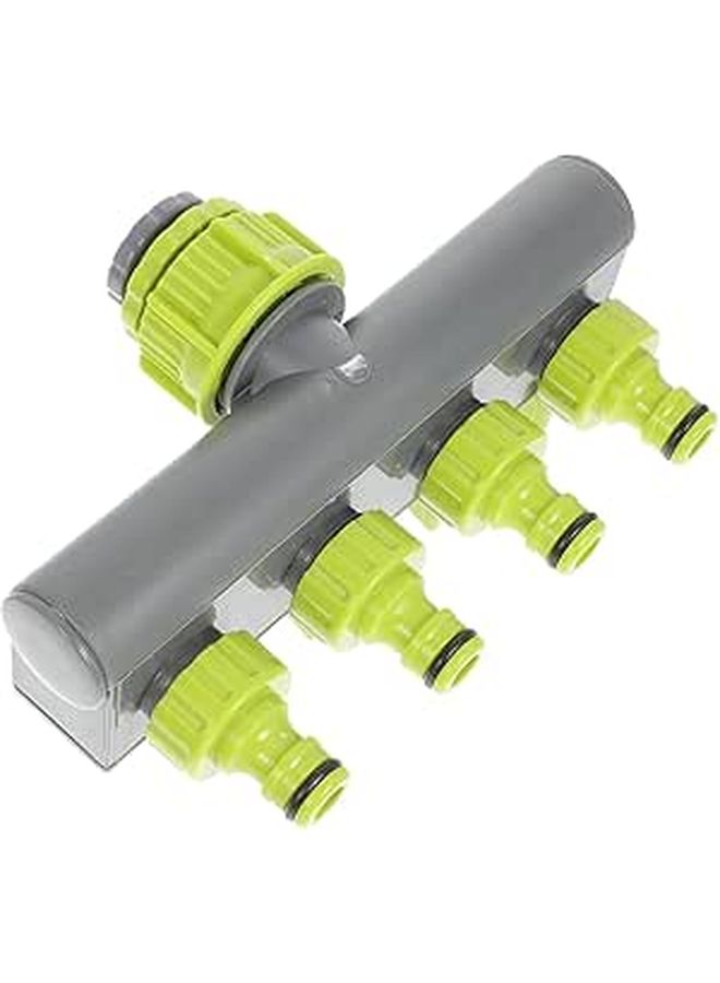 Plastic 4 Port Outdoor Hose Splitter With Shutoff Valves For Lawn Irrigation - Image 1