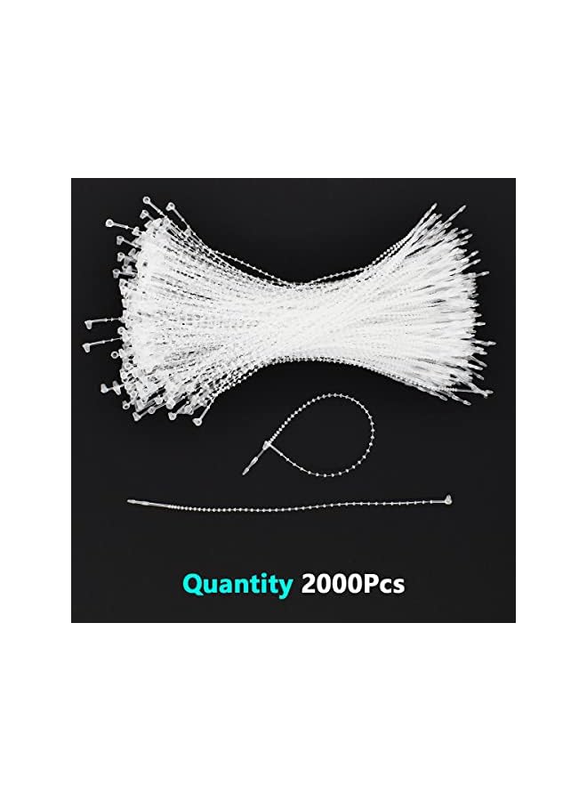 PROMASS promass 2000 Pcs Snap Lock Pin Tag Fastener Adjustable Security Beaded Loop Tie Plastic for Attach Tags to Products Gift (Transparent, 7 Inch)  - Image 3
