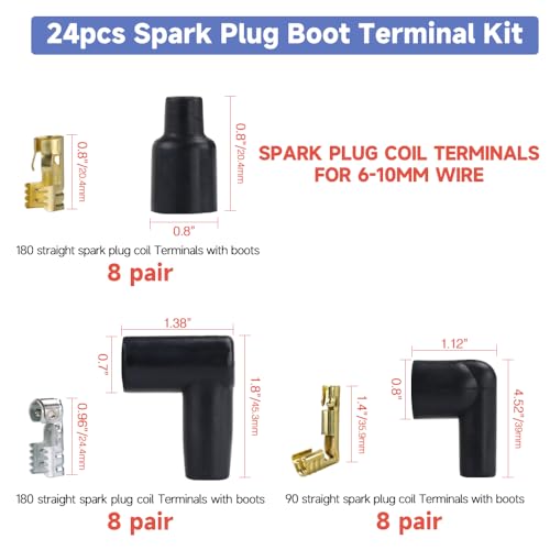 HKS Spark Plug Wire Crimping Tool Kit for Ignition Cables, Ratcheting Crimper, 24 Spark Plug Terminals (180° 90° Straight), 24 Boots, Fits up to 8.5mm Wires - Image 5