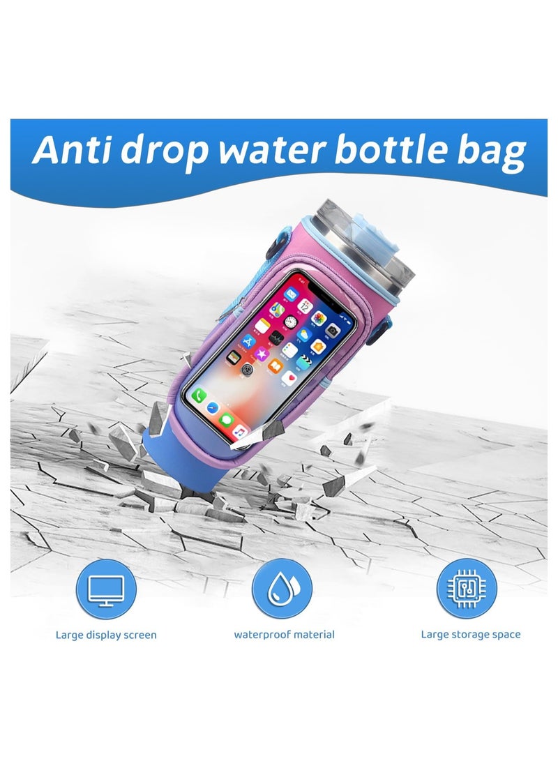 KASTWAVE Water Bottle Carrier Bag for Stanley 40 Oz Tumbler, Water Bottle Holder with Adjustable Shoulder Strap and Phone Pocket, Bottle Handbags for Walking Hiking Travelling Camping - Image 5