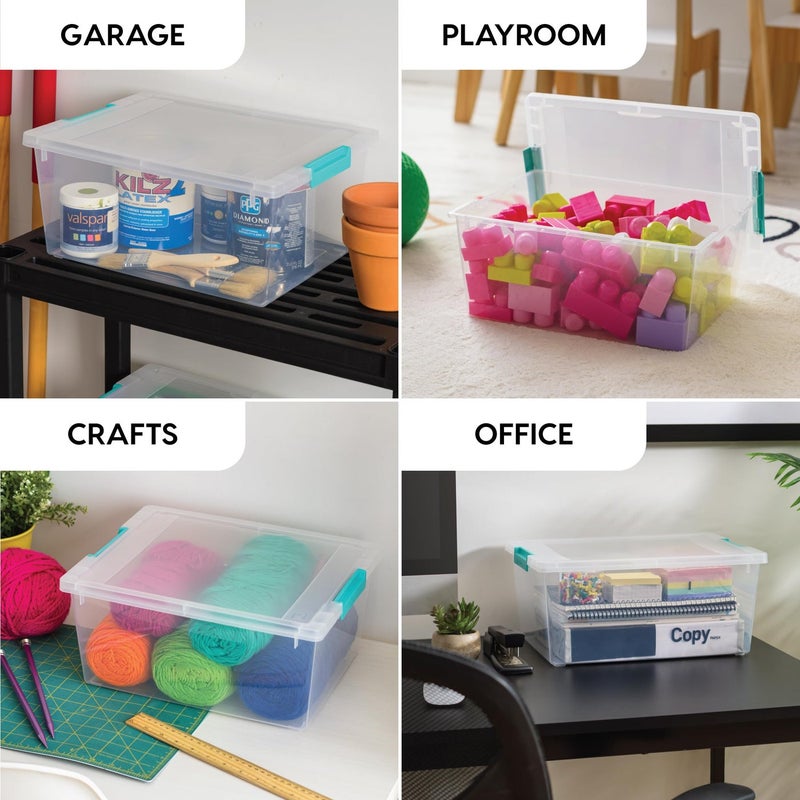 IRIS USA 12 Qt. Plastic Storage Bins Containers with Lids, 4 Pack, Sensory Bin, Craft Storage, Craft Organizers and Storage, Organizing Container for Home, Office and School Supplies, Stackable, Clear - Image 4