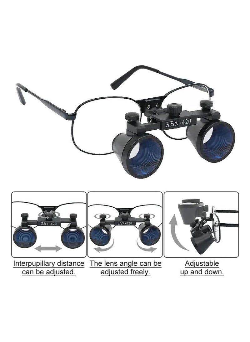 Apustim 3.5x Metal Eyeglass Style Binocular Dental Magnifier Surgical Magnifier Dentist Magnifier Deep View （3.5x-420） - Image 2
