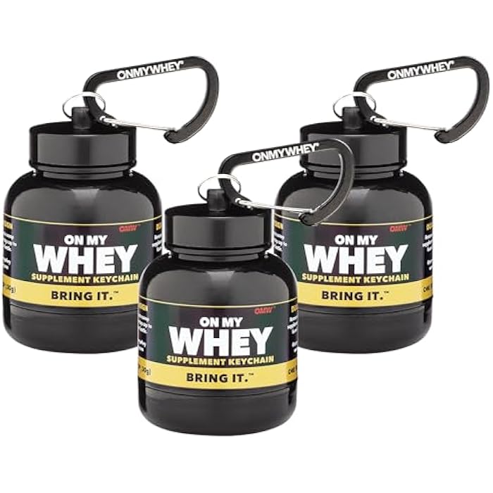 OnMyWhey - Protein Powder and Supplement Funnel Keychain, Portable to-Go Container for The Gym, Workouts, Fitness, and Travel - TSA Approved, Classic 3-Pack - Image 1