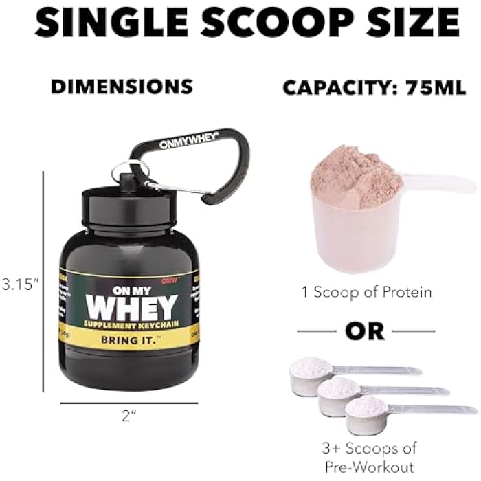 OnMyWhey - Protein Powder and Supplement Funnel Keychain, Portable to-Go Container for The Gym, Workouts, Fitness, and Travel - TSA Approved, Classic 3-Pack - Image 3