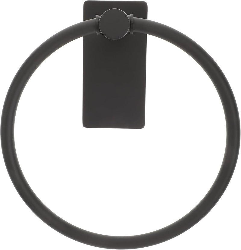 Abaodam Stainless Steel Towel Ring Bathroom Towel Hanger Punch-Free Wall Mount for Kitchen and Bathroom Black Finish - Image 1
