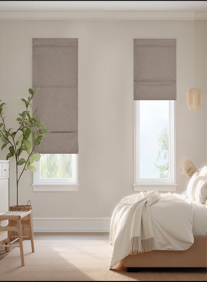StangH Cordless Linen Blackout Roman Shade, Magnetic Lift Total Room Darkening Blind for Doors, Thermal Insulated Window Treatment for Bedroom Home Office, Mocha, W 26 x L 64, 1 Panel - Image 5
