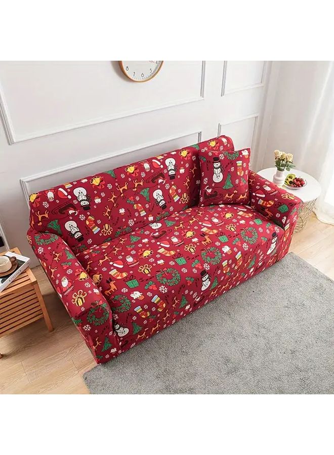 Christmas House Single Seat Sofa Cover With Free Pillowcase Elastic Fit For Living Room - Image 3